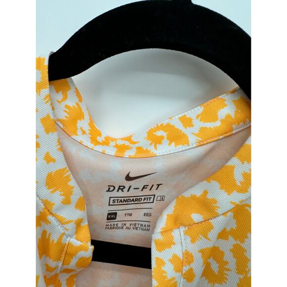 Nike Dri-fit Golf Pullover Tank Women XXL V Neck Orange Print Pickleball Tennis - Picture 6 of 8